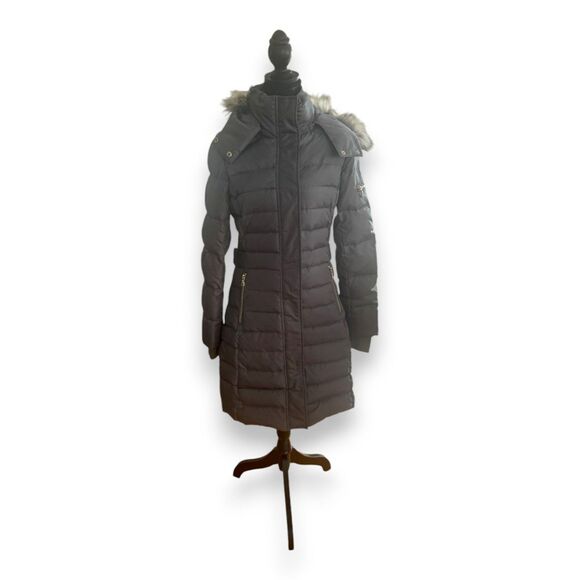 Sam Edelman Women's Down Puffer Coat Hooded Faux Fur Gray Small NWOT - Picture 4 of 7
